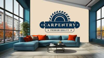 carpentry wood working vintage logo vector template illustration design Wall mural