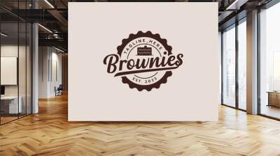 Brownies logo with a combination of brownies and beautiful lettering in the form of an emblem and vintage style Wall mural