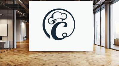 chef logo with a combination of letter c and chef hat for any business especially for restaurant, cafe, catering, etc. Wall mural