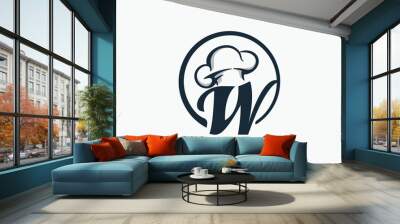 chef logo with a combination of letter w and chef hat for any business especially for restaurant, cafe, catering, etc. Wall mural