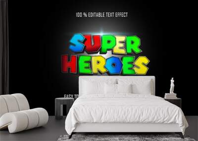 super heroes text effect with cartoon text style adventure and game style and colorful Wall mural