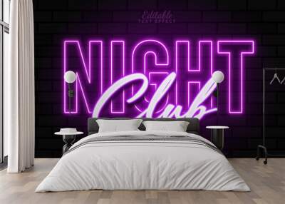 Editable text effect - neon sign mockup Wall mural