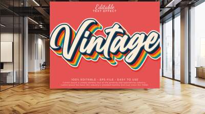 Editable text effect. Vintage retro text sticker mockup Wall mural