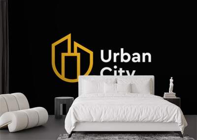 Letter u urban city line logo design Wall mural