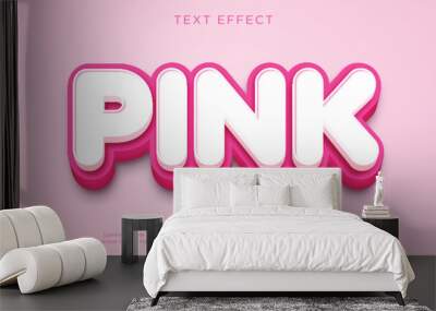 Pink bold 3d editable text effect Wall mural