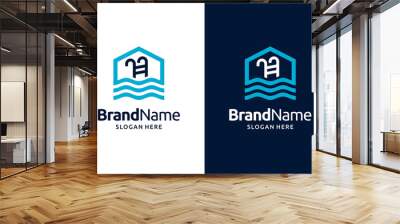 Swimming house logo design Wall mural