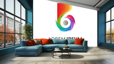 Bird letter B logo with 3d concept in gradient vibrant color Wall mural