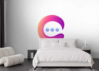 C chat, Logo icon chat, message, talk with letter c in simple design Wall mural