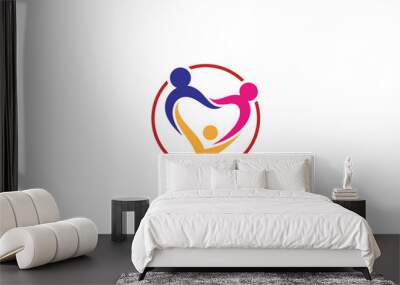 Family love care logo in simple flat design Wall mural