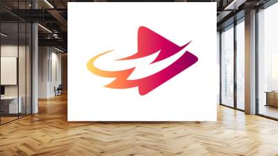 Flash Media, Arrow With Thunder Logo Design, Logo Template Ready For Use Wall mural