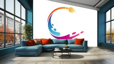 letter c with paintbrush logo, creative art logo vector in gradient vibrant colors Wall mural