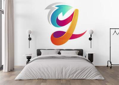 Letter g with arrow logo template Wall mural