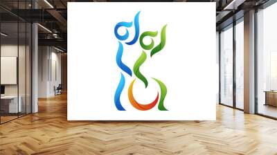 Logo design of disabled people care and support, Disabilities charity logo,   People with disabilities protection logo, Icon help disabled people, Human sitting on the wheelchair vector illustration Wall mural