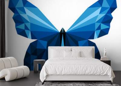 blue butterfly isolated on white background Wall mural