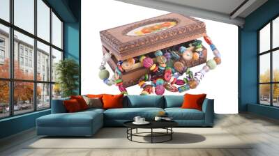 wooden box with fashion beads Wall mural