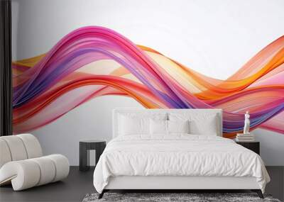 A swirling vortex of pink, orange, and blue lines dance across a stark white canvas, evoking a sense Wall mural