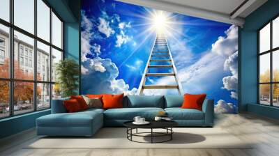 An endless ladder stretching to the heavens inspires ambition, reminding us that every step leads us closer to our dreams, fueling hope and perseverance. Wall mural