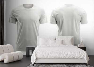 Plain cotton t-shirt in front view, showcasing the soft fabric and classic design, with shoulders slightly slouched and Wall mural