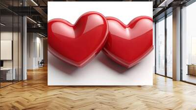 Royalty-free image of two red heart shapes touching and slightly overlapping Wall mural