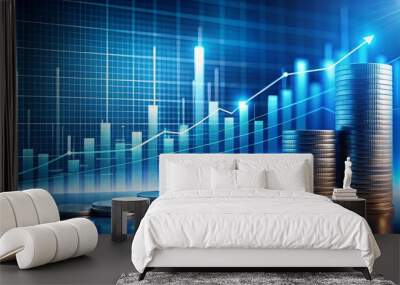 Visualize finance and business growth through an investment graph. Coin development and stock data blend with market Wall mural