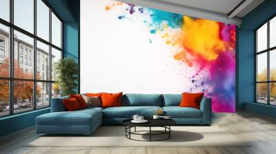 Holi style border design with colorful powder. Frame border with place for text. Wall mural