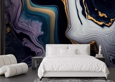 Marbled abstract luxury background for opulent and ostentatious product display. Luxurious surface for commercial advertising full of colors. Deluxe decorative amalgam texture. 3D rendering. Wall mural