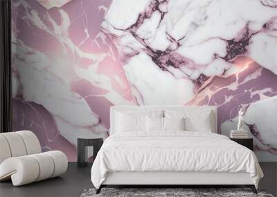 Marbled abstract luxury background for opulent and ostentatious product display. Pink and blue marbled surface. Radiates a genuine shine. Deluxe decorative amalgam texture. 3D rendering.  Wall mural