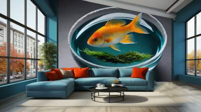 goldfish in a bowl of water Wall mural