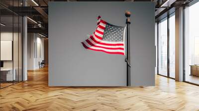 U.S. Flag with black sky and moon Wall mural