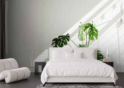 Leafy Green Monstera Plant Minimalist Wall mural