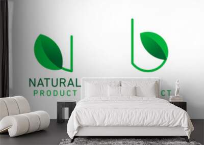 100% organic bio eco vegan farm fresh natural product vector icon logo Wall mural