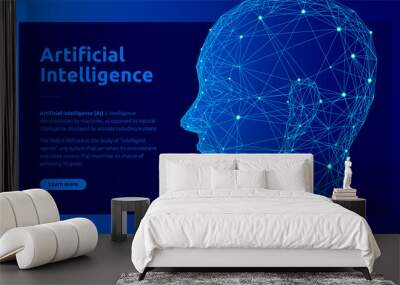 Artificial intelligence AI concept background banner, big data analytics technology, deep learning. Wall mural