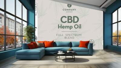 CBD Oil Bottle Label Template Design Wall mural