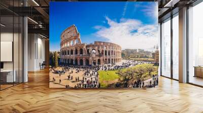 The Roman Colosseum (Coloseum) in Rome, Italy wide panoramic view Wall mural