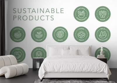 Sustainable made products vector logo badge icons set Wall mural