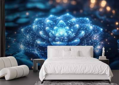 A glowing mandala with interconnected patterns, symbolizing the holistic and interconnected nature of alternative medicine practices. Wall mural