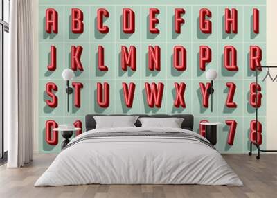 vector vintage style alphabet with offset effect, useful for retro packaging design, posters, greeti Wall mural