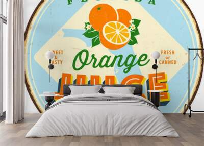 Vintage Vector Metal Sign - Florida Orange Juice - Grunge effects can be easily removed for a brand new, clean design Wall mural