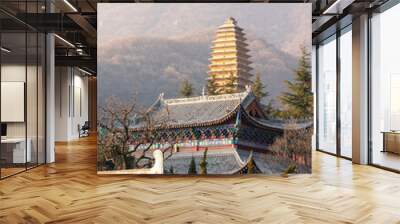 Pagoda of Fa Wang Temple，Spring Festival in the the Year of the Loong, Dengfeng, Zhengzhou, Henan，China Wall mural