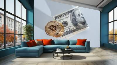 Bitcoin and dollars. The new currency of the future. Wall mural