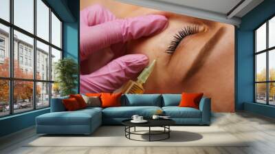 Injections of blood plasma in the face and head. Wall mural