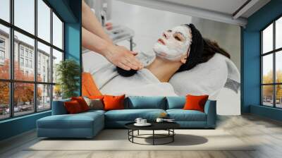 Relaxing Skincare Treatment During Afternoon Spa Session in Modern Wellness Center Wall mural