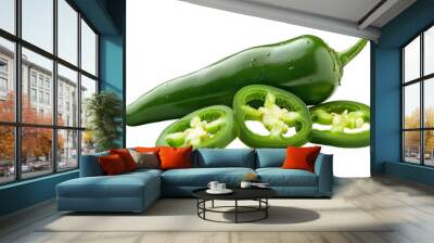 illustration of a green vegetables and green chilli on a transparent background. generative ai Wall mural