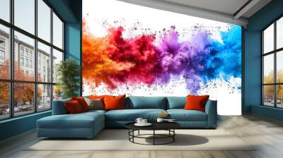 Rainbow powder explosion Pride Month isolated on a transparent background Wall mural