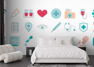 Medical and health care icon set Wall mural