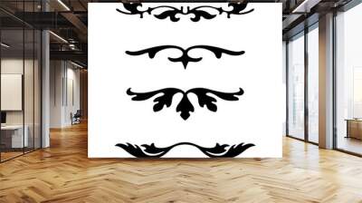 Ornamental borders collection in black colour Wall mural