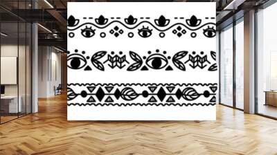 Pack of hand drawn ornamental decoration border divider Wall mural