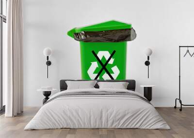 Garbage can with Do Not Recycle Symbol - Concept of non recyclable items and materials Wall mural