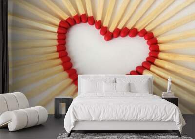 Heart made of matches - Love concept Wall mural