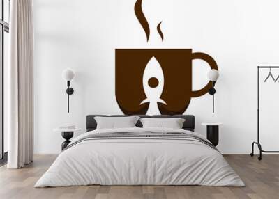 Coffee Rocket Logo Wall mural